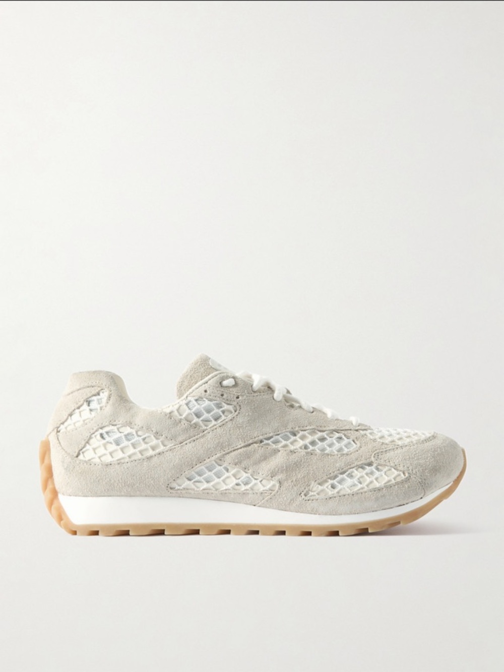 Bottega Veneta Creme Suede Mesh or it Sneakers 40